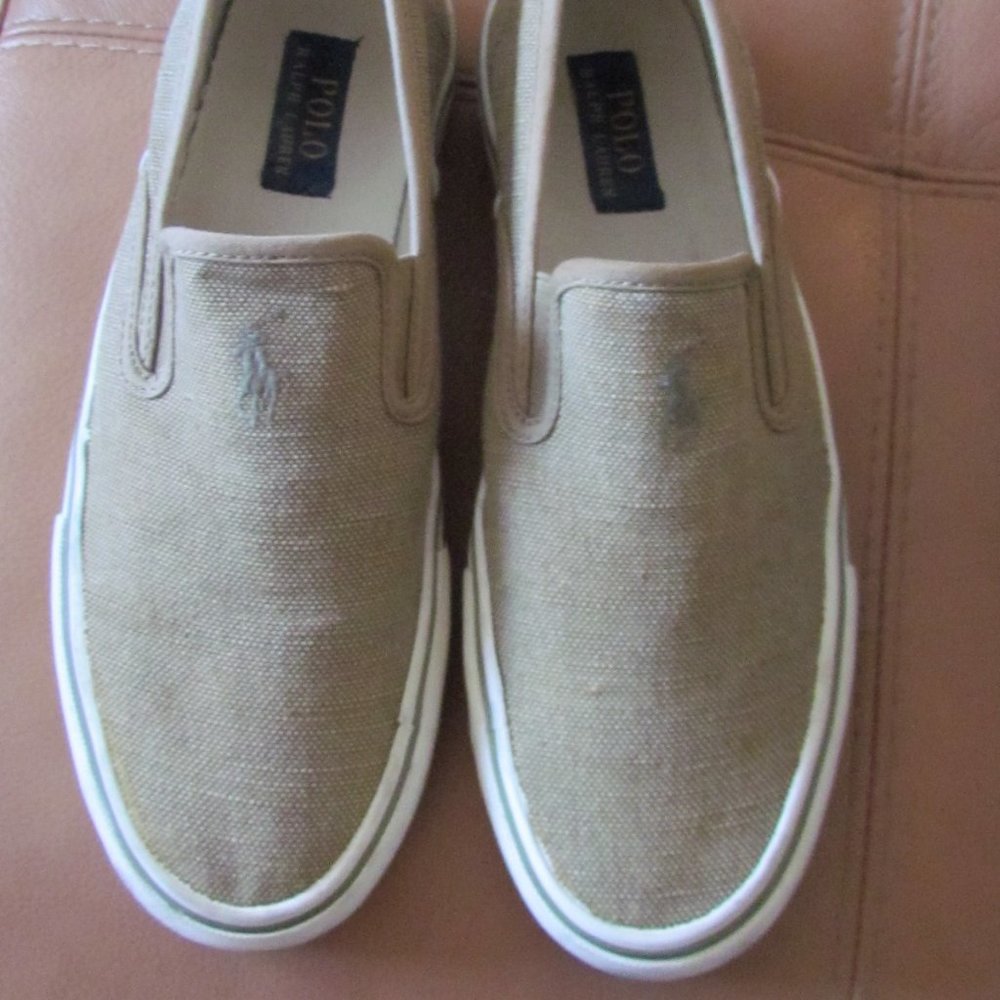 Polo Ralph Lauren canvas slip on sneakers 10D Tan